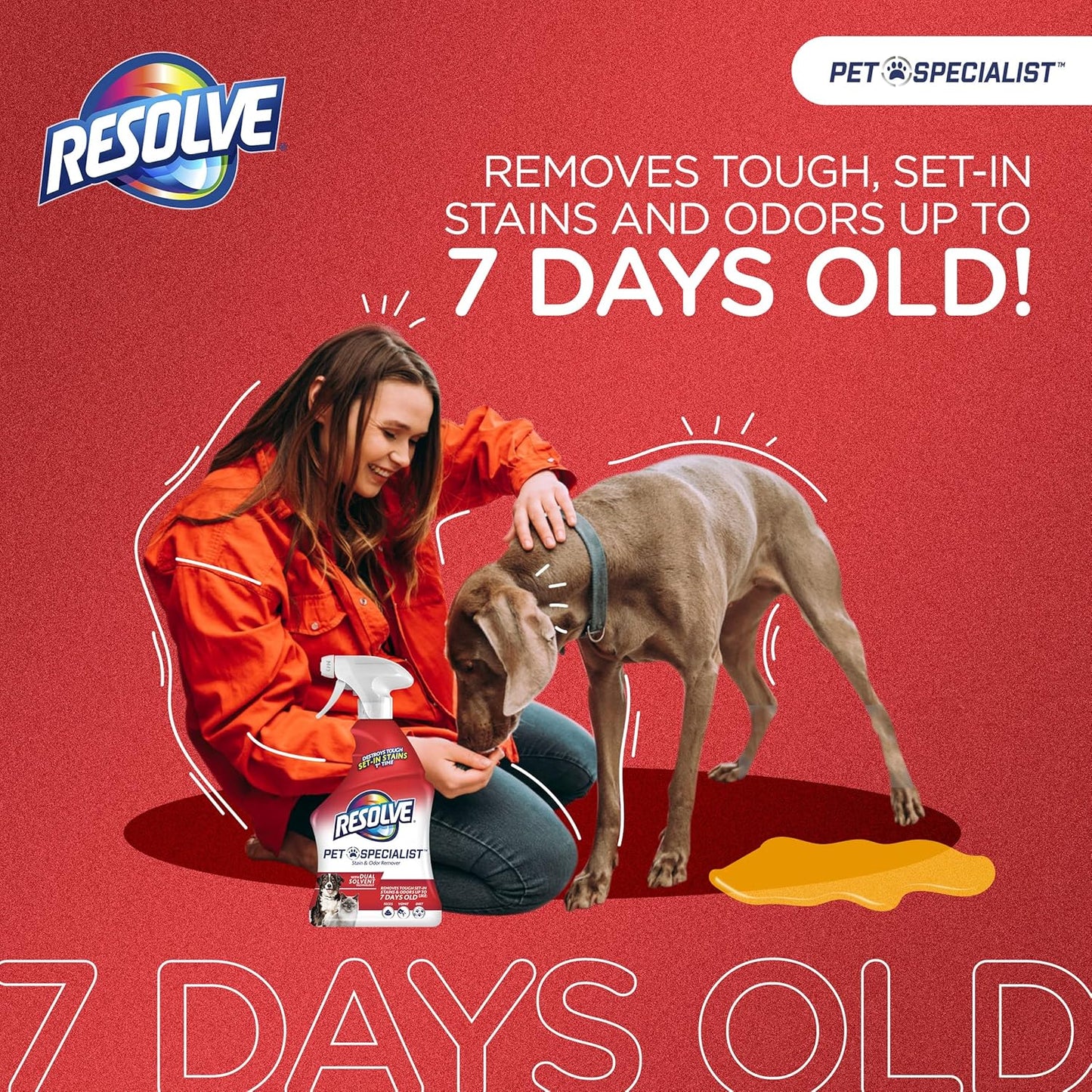 Resolve Pet Specialist Carpet Cleaner Spray – for Removal of Pet Stains & Odors Up to 7 Days Old, 22oz