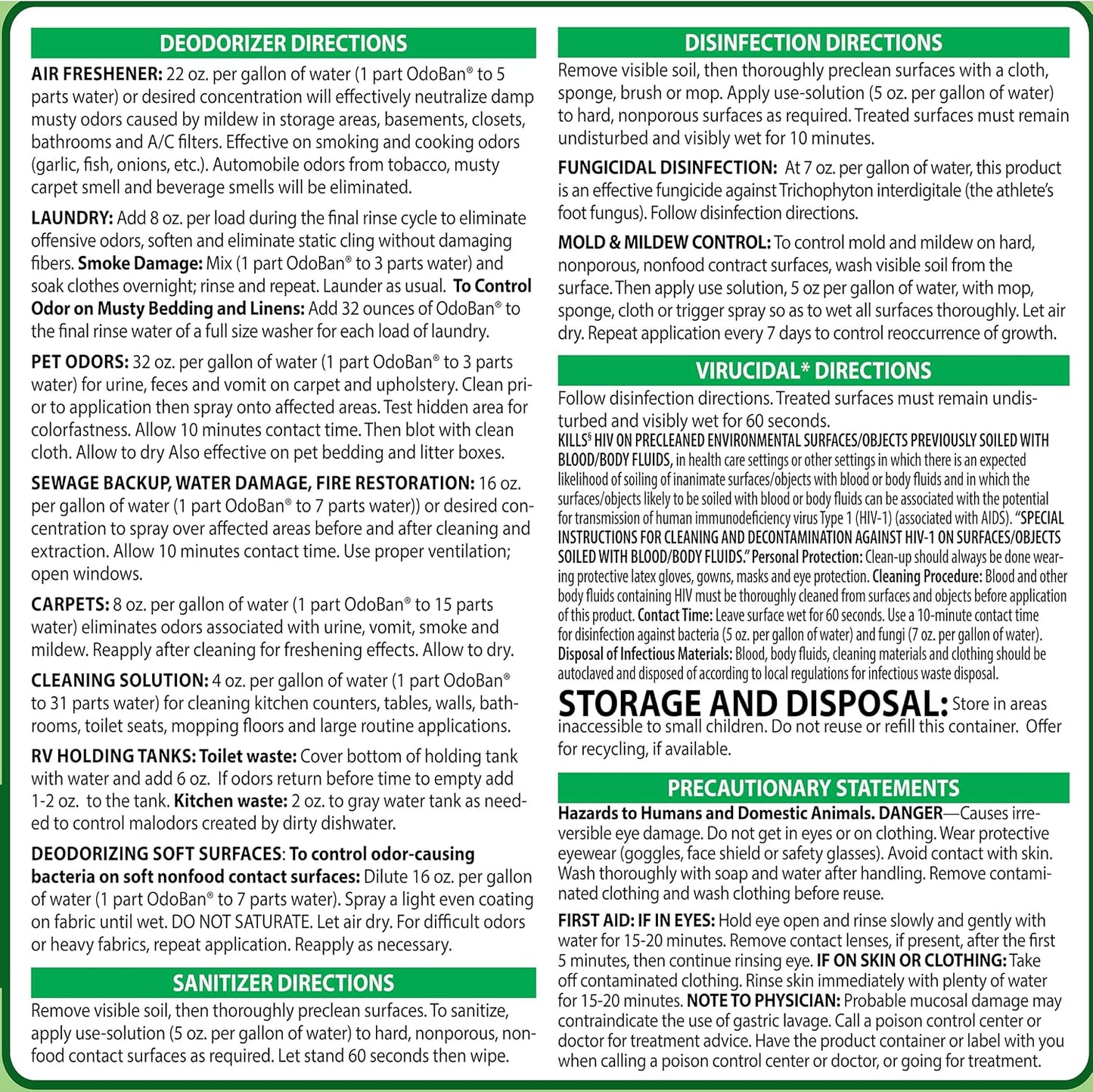 OdoBan Disinfectant Concentrate and Odor Eliminator, Made in the USA, Original Eucalyptus Scent, 1 Gallon
