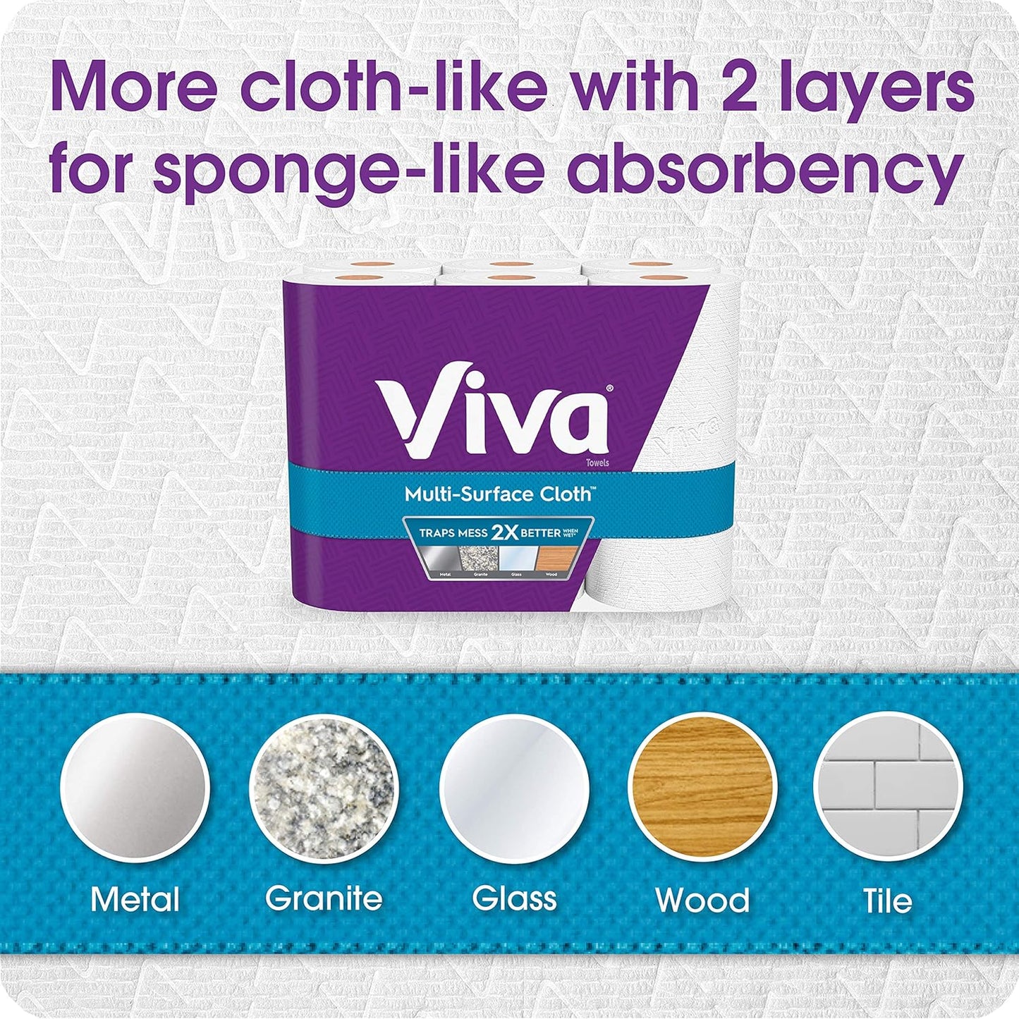 Viva Multi-Surface Cloth Paper Towels, Choose-A-Sheet Size, 12 Triple Rolls, 165 Sheets per Roll (Packaging May Vary)