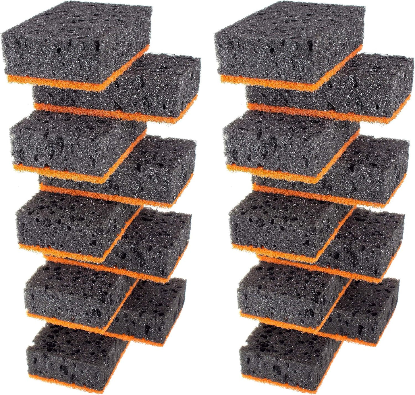 Green Multi Use Scrub Sponge. Made in Europe. 9 Pack, 4.3x2.8x1.4 inches. Odorless Heavy Duty and Non Scratch Fiber. Best, Durable, Delicate, Porous, Non Cellulose Kitchen Sponges and Scrubbers
