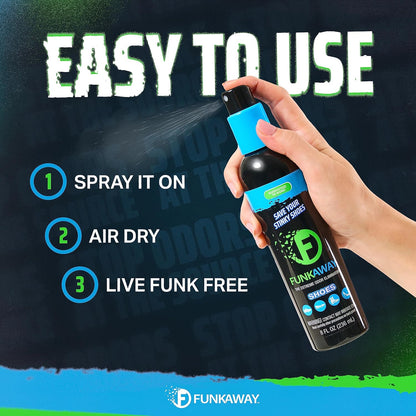 FunkAway Odor Eliminator Spray for Shoes, Clothes and Gear, 3.4 oz., Non-Aerosol; Mini Size for Travel, Ideal for Gym Bag, Purse, Locker or Suitcase