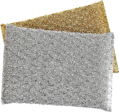 Kitchen Sponge Scrubber, Heavy Duty, Hand Friendly Scouring Sponge for Sink, Pot, Dish Washing Scrubber Non-Scratch, Kosher Sponge, by Superio (Silver-Gold)