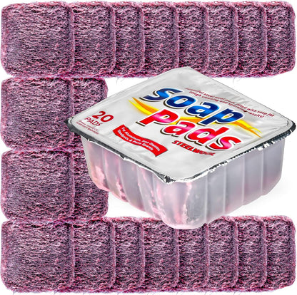 SteadMax 20 Pack Steel Wool Soap Pads, Pre-Soaped Metal Scouring Pads for Easy Cleaning of Dishes, Pans, Ovens and Pots