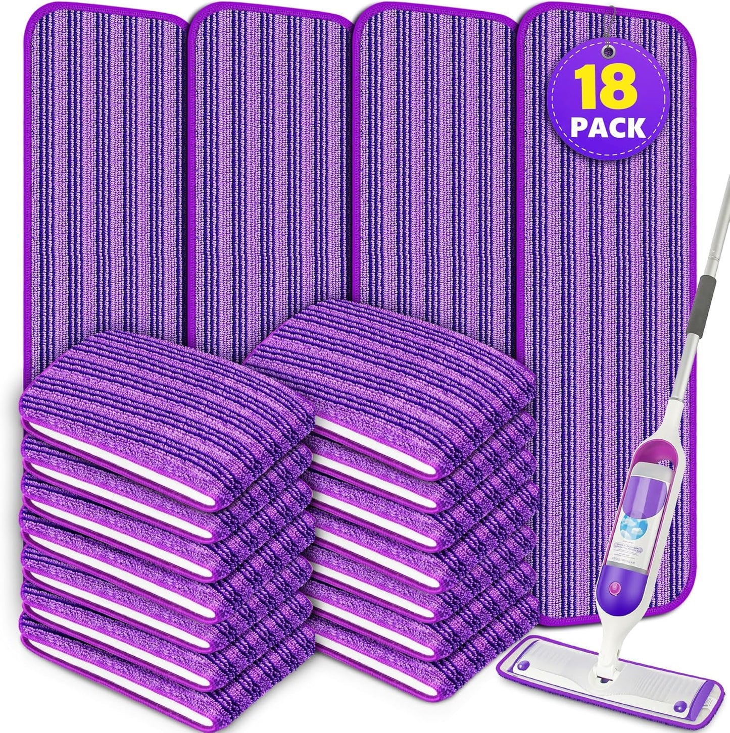 Reusable Mop Pads Compatible with Swiffer PowerMop, Microfiber Mop Pads Refills Mop Heads Replacement for Swiffer Mop Spray Mop Floor Mop, Washable Reusable Floor Mopping Refills, 6 Pack