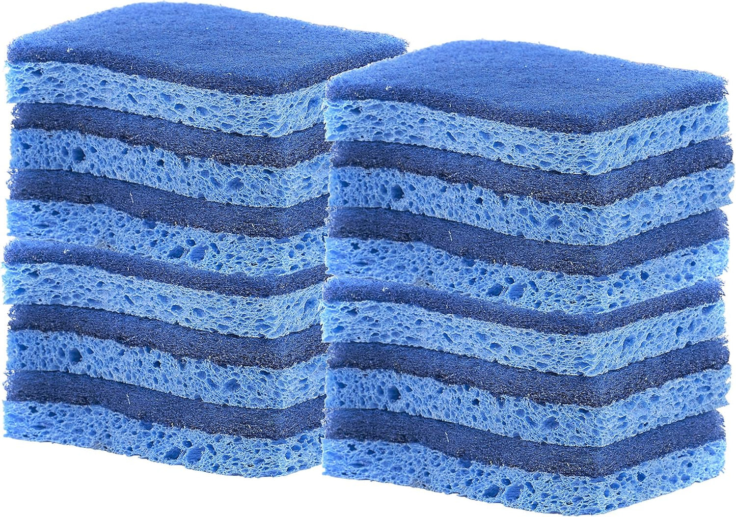 Non-Scratch Cellulose Sponge Kitchen Scrub Sponge with Scouring Pad Set, Good for Non-Stick Cookware Frying Pan, Pot, Counter Top, Sink Scrubbing, Kitchen Scrubbers, Pack of 2, (Red/Pink)