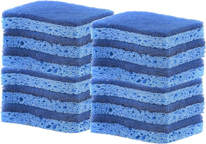 Non-Scratch Cellulose Sponge Kitchen Scrub Sponge with Scouring Pad Set, Good for Non-Stick Cookware Frying Pan, Pot, Counter Top, Sink Scrubbing, Kitchen Scrubbers, Pack of 2, (Red/Pink)