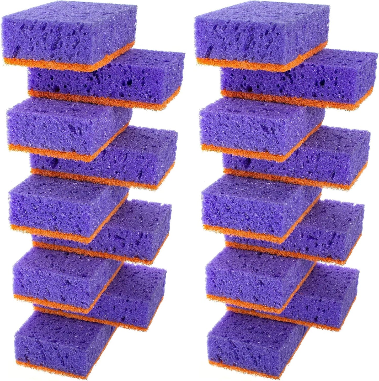 Green Multi Use Scrub Sponge. Made in Europe. 9 Pack, 4.3x2.8x1.4 inches. Odorless Heavy Duty and Non Scratch Fiber. Best, Durable, Delicate, Porous, Non Cellulose Kitchen Sponges and Scrubbers