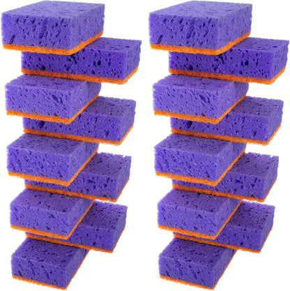 Green Multi Use Scrub Sponge. Made in Europe. 9 Pack, 4.3x2.8x1.4 inches. Odorless Heavy Duty and Non Scratch Fiber. Best, Durable, Delicate, Porous, Non Cellulose Kitchen Sponges and Scrubbers
