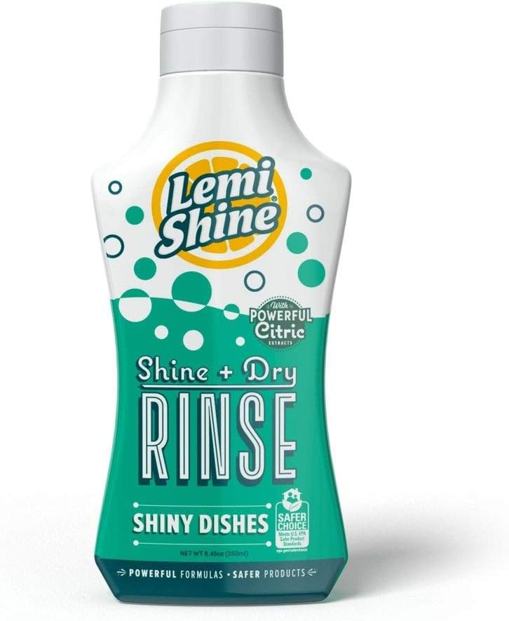 8.45 Oz. Shine + Dry Rinse, Natural Rinse Aid, Powered by 100% Natural Citric Extracts for Spotless + Shiny Dry Dishes Even in Hard Water