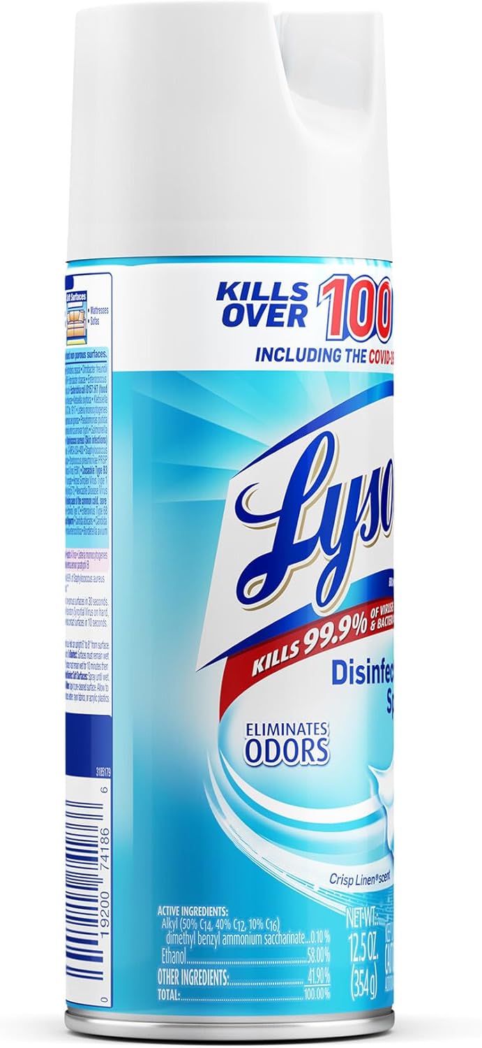 Disinfectant Spray, Household Cleaning Supplies, Disinfecting Multi-Purpose Room Spray, Antibacterial Sanitizer, Deodorizer, Kills Hantavirus, Lemon Breeze, 12.5 Fl Oz