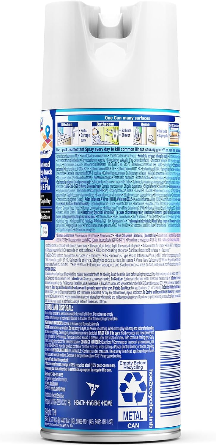 Disinfectant Spray, Household Cleaning Supplies, Disinfecting Multi-Purpose Room Spray, Antibacterial Sanitizer, Deodorizer, Kills Hantavirus, Lemon Breeze, 12.5 Fl Oz