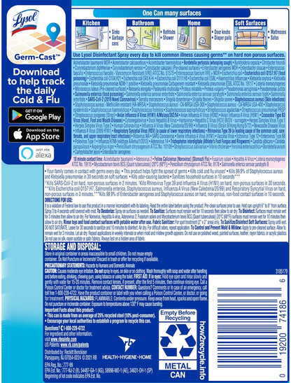 Disinfectant Spray, Household Cleaning Supplies, Disinfecting Multi-Purpose Room Spray, Antibacterial Sanitizer, Deodorizer, Kills Hantavirus, Lemon Breeze, 12.5 Fl Oz