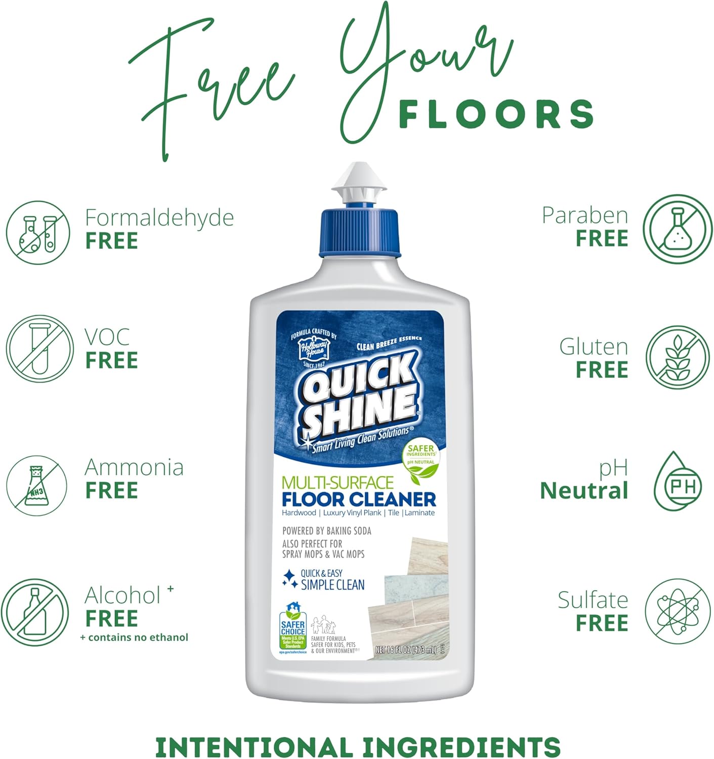 Quick Shine Spray Mop Kit with 1 Microfiber Pad & 1 Multi-Surface Floor Cleaner 16oz | Maneuvers under and around furniture for Easy Cleaning | No Batteries Required | Refillable Cleaning Cartridge