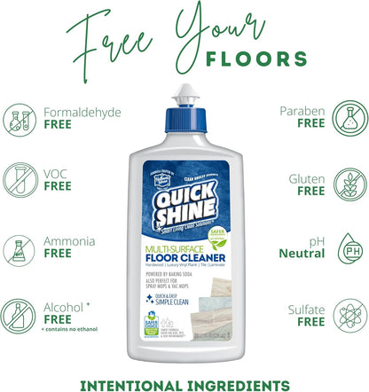Quick Shine Spray Mop Kit with 1 Microfiber Pad & 1 Multi-Surface Floor Cleaner 16oz | Maneuvers under and around furniture for Easy Cleaning | No Batteries Required | Refillable Cleaning Cartridge