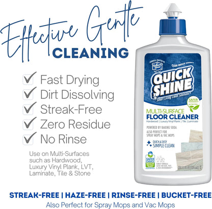 Quick Shine Spray Mop Kit with 1 Microfiber Pad & 1 Multi-Surface Floor Cleaner 16oz | Maneuvers under and around furniture for Easy Cleaning | No Batteries Required | Refillable Cleaning Cartridge