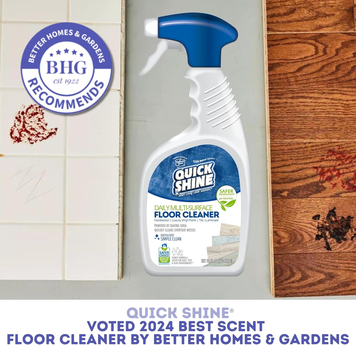 Quick Shine Spray Mop Kit with 1 Microfiber Pad & 1 Multi-Surface Floor Cleaner 16oz | Maneuvers under and around furniture for Easy Cleaning | No Batteries Required | Refillable Cleaning Cartridge