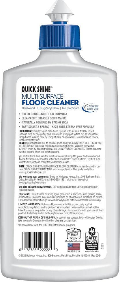 Quick Shine Spray Mop Kit with 1 Microfiber Pad & 1 Multi-Surface Floor Cleaner 16oz | Maneuvers under and around furniture for Easy Cleaning | No Batteries Required | Refillable Cleaning Cartridge