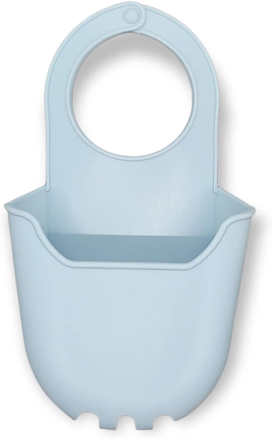 Hanging Silicone Sink Caddy - for Kitchen or Bath, Hangs from Faucet, Helps Dry Sponges, Loofahs, Razors, Soap (1 Pack, Pastel Blue)