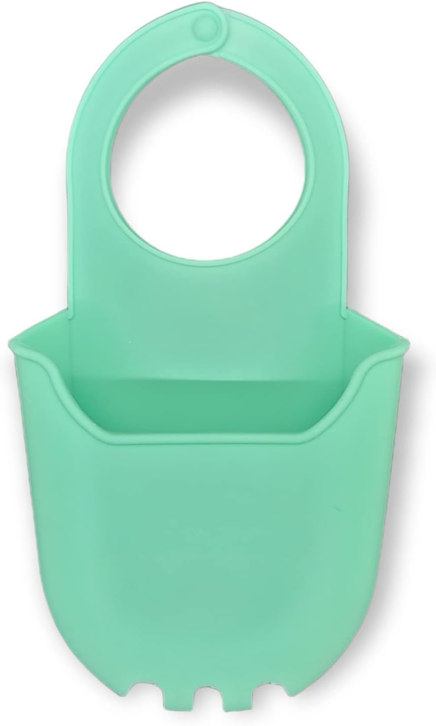 Hanging Silicone Sink Caddy - for Kitchen or Bath, Hangs from Faucet, Helps Dry Sponges, Loofahs, Razors, Soap (1 Pack, Pastel Blue)