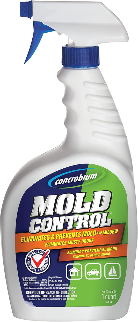 Mold Control Spray, 32 oz, Mold and Mildew Cleaner for Hard Surfaces, Helps Eliminate and Prevent Mold and Musty Odors, No Bleach Formula for Indoor and Outdoor Use