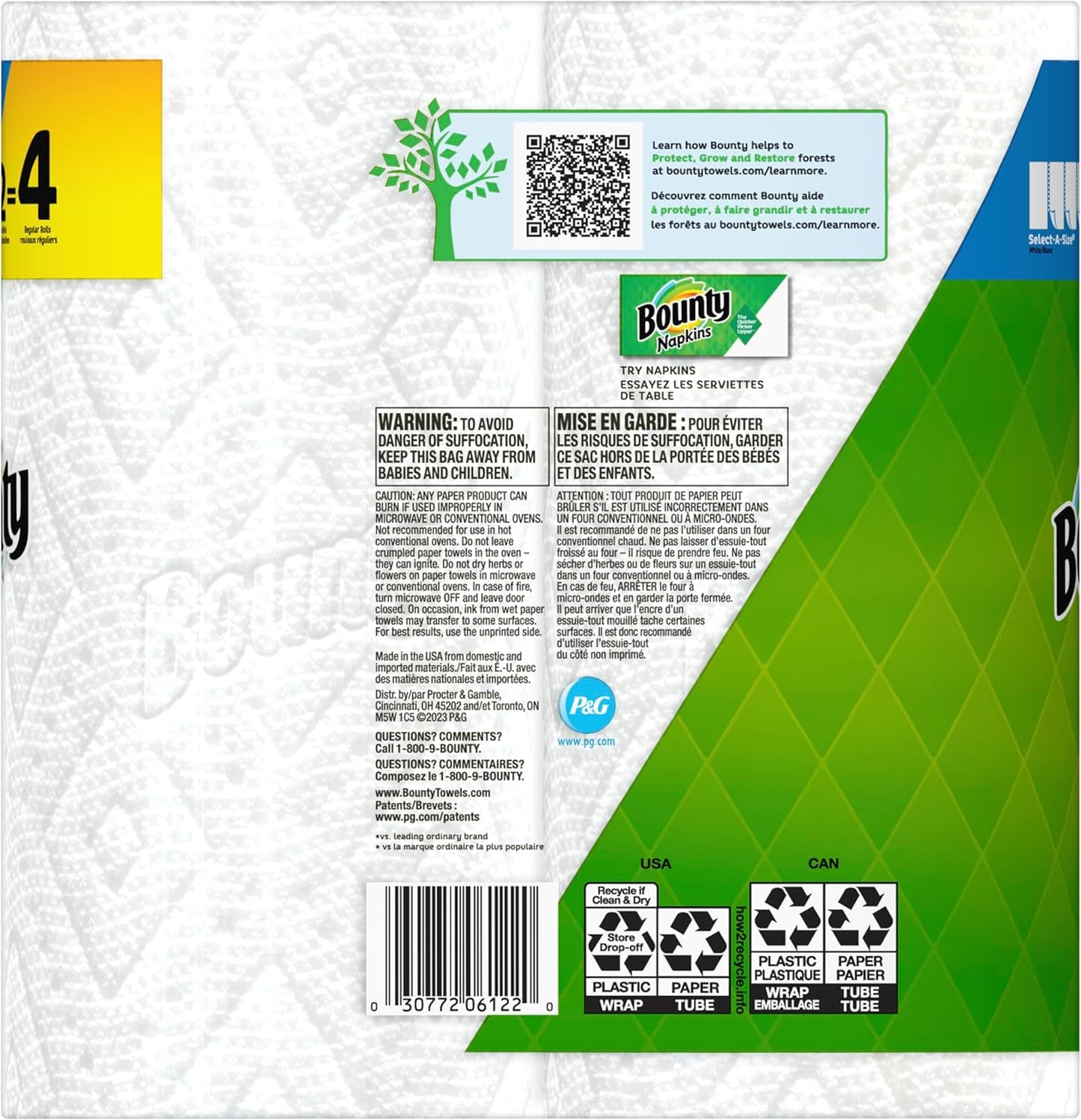 Paper Towels Select-A-Size, White, 6 Triple Rolls = 18 Regular Rolls