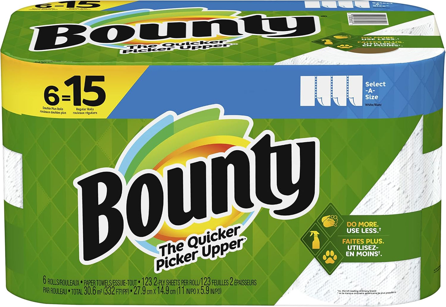 Paper Towels Select-A-Size, White, 6 Triple Rolls = 18 Regular Rolls