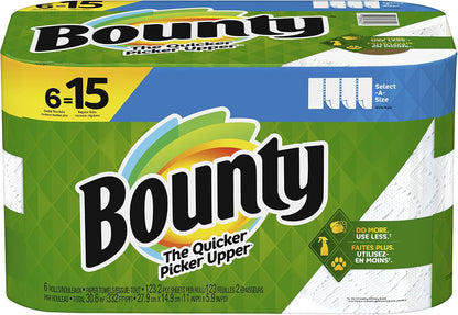 Paper Towels Select-A-Size, White, 6 Triple Rolls = 18 Regular Rolls