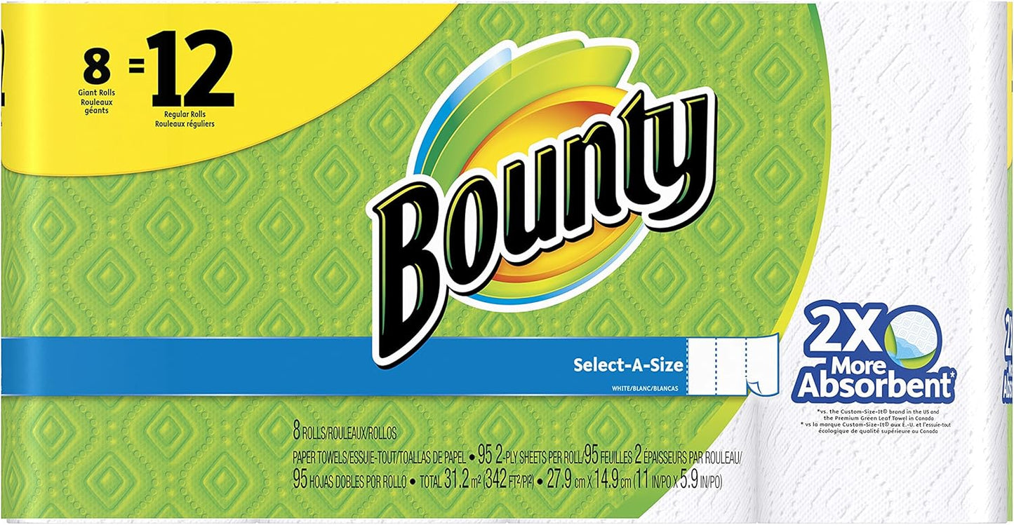 Paper Towels Select-A-Size, White, 6 Triple Rolls = 18 Regular Rolls