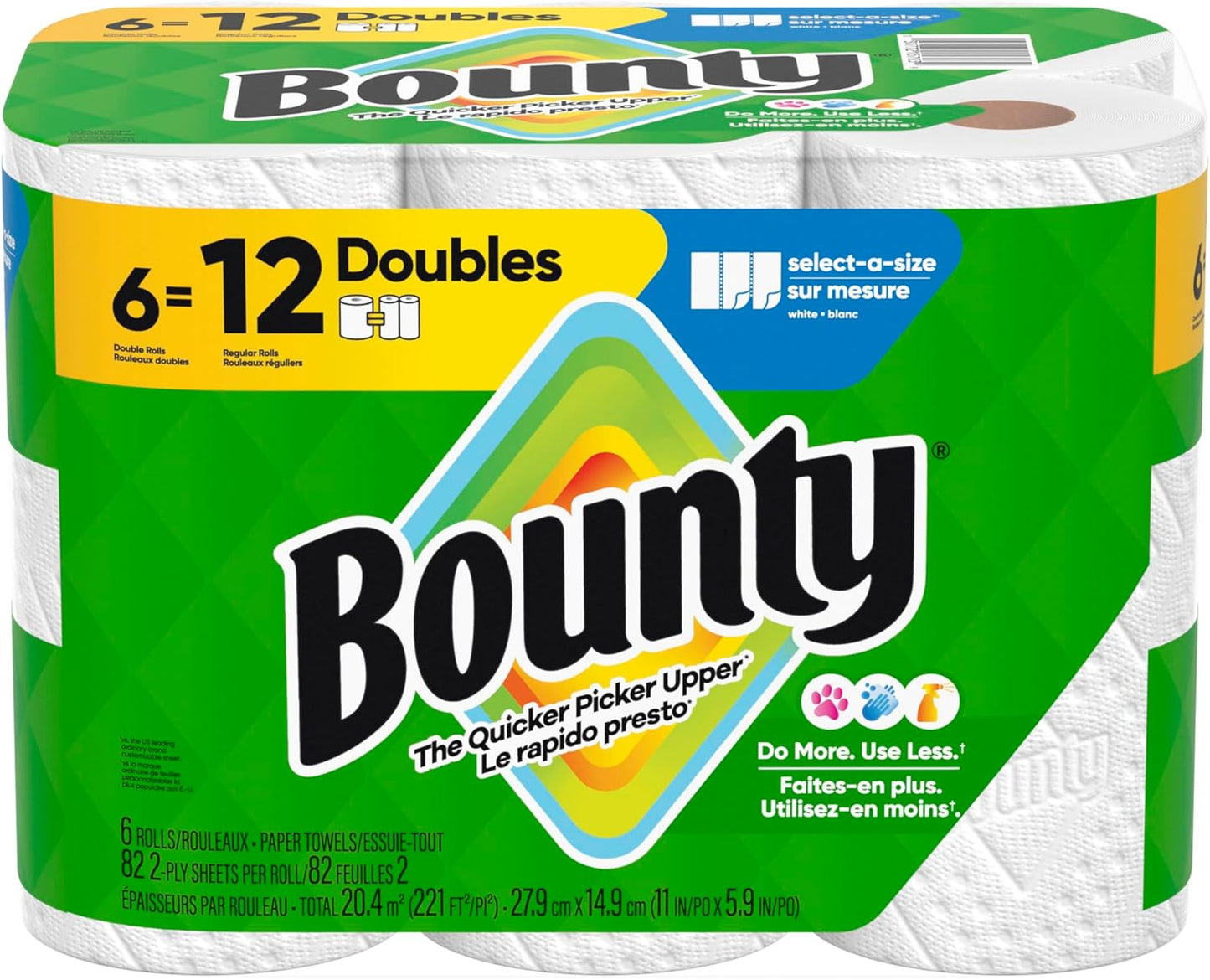 Paper Towels Select-A-Size, White, 6 Triple Rolls = 18 Regular Rolls