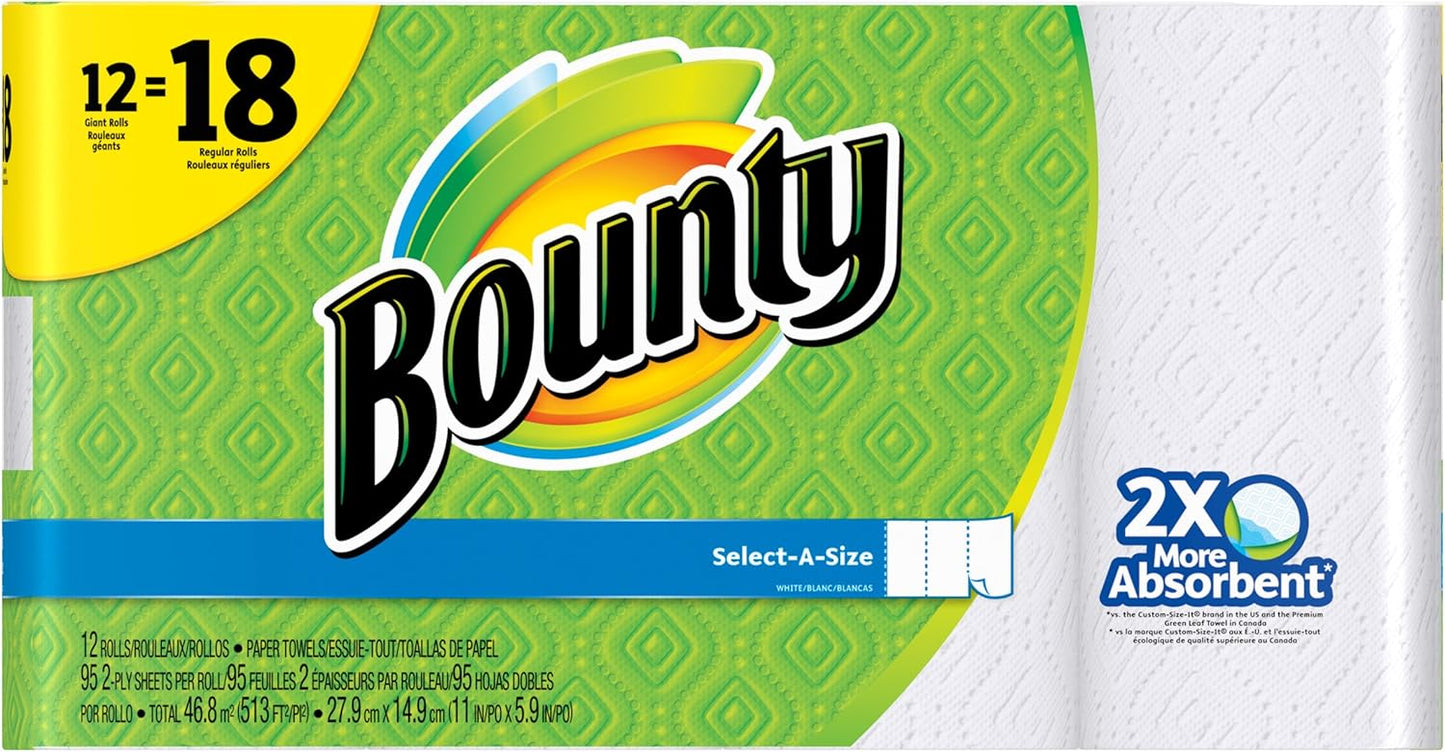 Paper Towels Select-A-Size, White, 6 Triple Rolls = 18 Regular Rolls