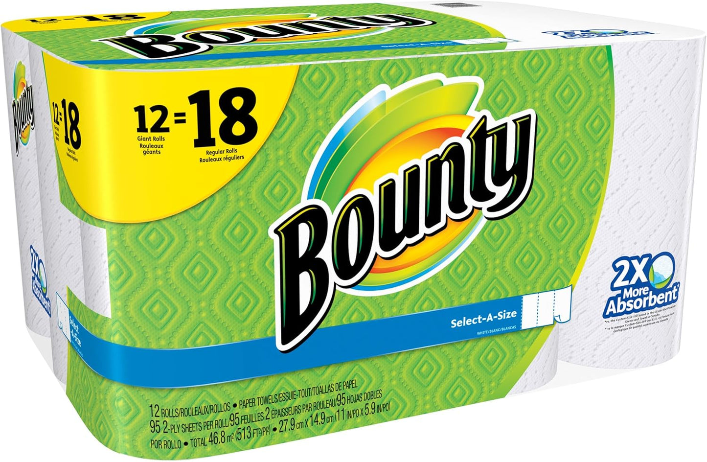 Paper Towels Select-A-Size, White, 6 Triple Rolls = 18 Regular Rolls