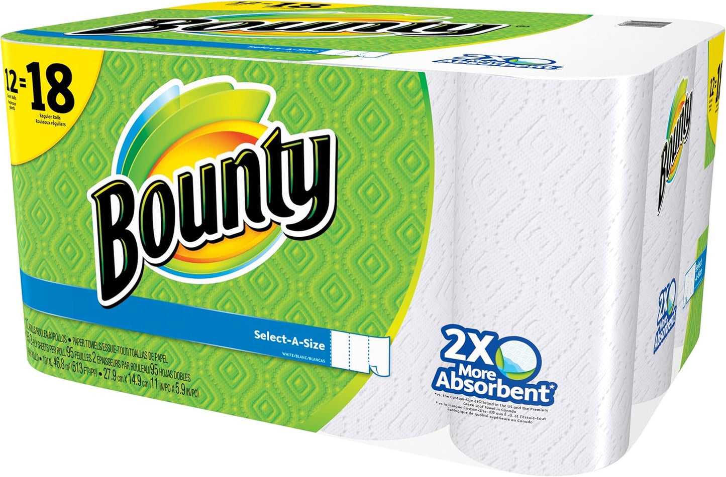 Paper Towels Select-A-Size, White, 6 Triple Rolls = 18 Regular Rolls