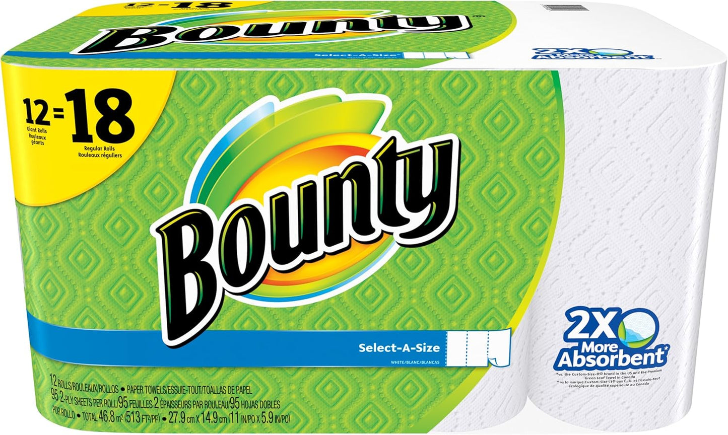 Paper Towels Select-A-Size, White, 6 Triple Rolls = 18 Regular Rolls