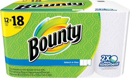 Paper Towels Select-A-Size, White, 6 Triple Rolls = 18 Regular Rolls