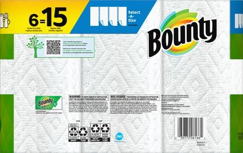 Paper Towels Select-A-Size, White, 6 Triple Rolls = 18 Regular Rolls