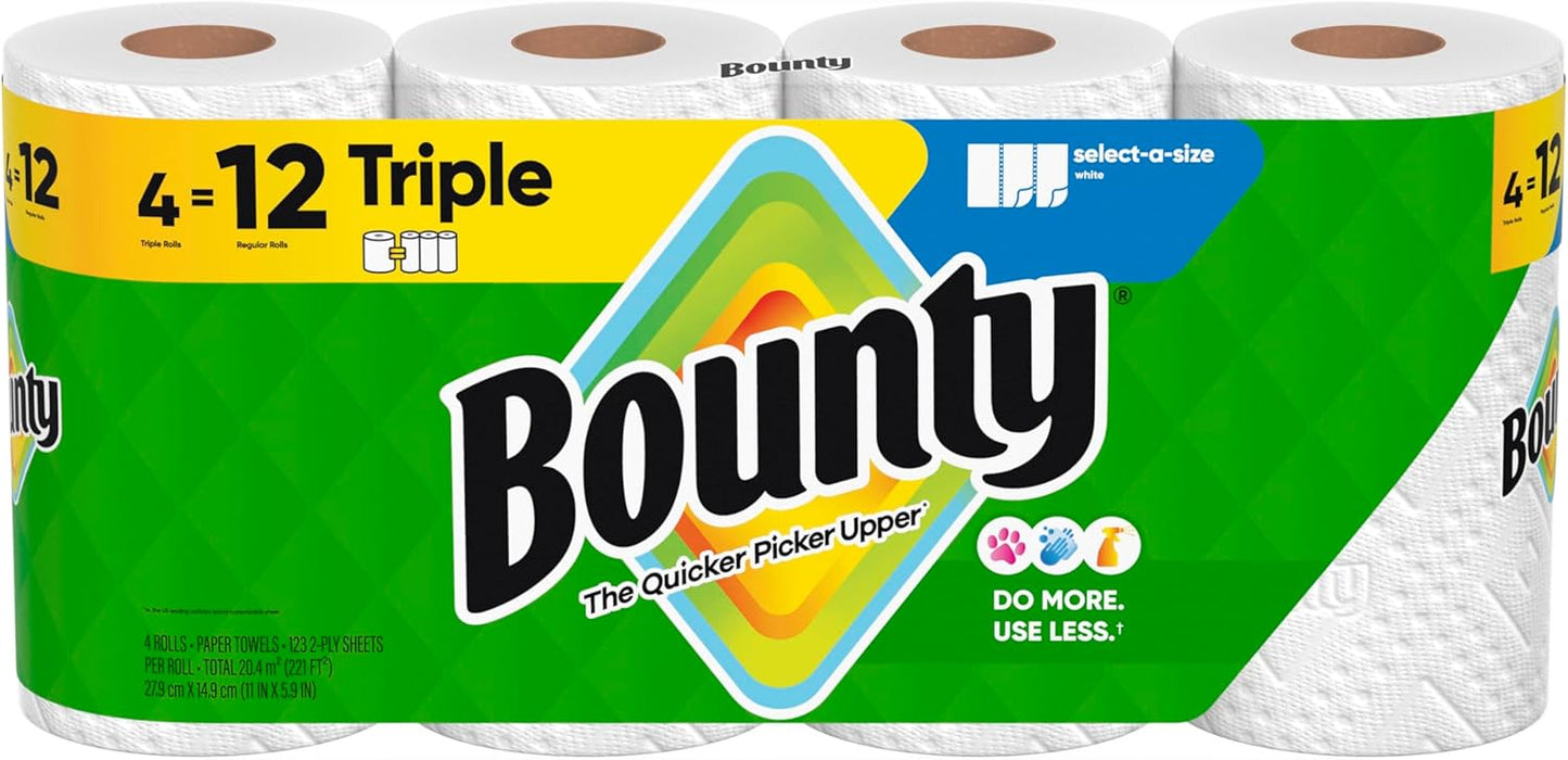 Paper Towels Select-A-Size, White, 6 Triple Rolls = 18 Regular Rolls