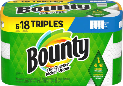 Paper Towels Select-A-Size, White, 6 Triple Rolls = 18 Regular Rolls