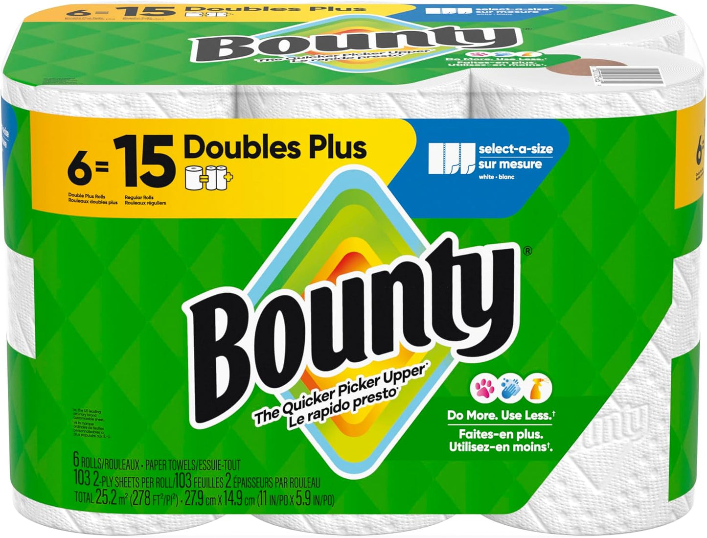 Paper Towels Select-A-Size, White, 6 Triple Rolls = 18 Regular Rolls