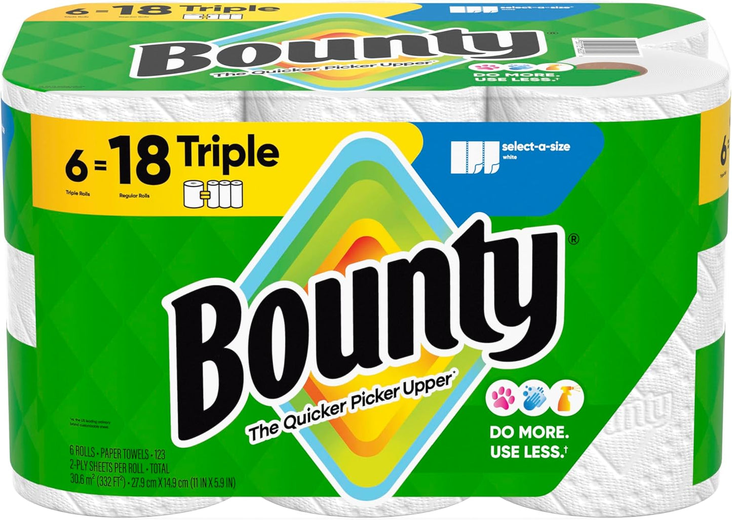 Paper Towels Select-A-Size, White, 6 Triple Rolls = 18 Regular Rolls