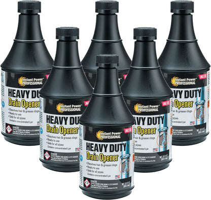 Instant Power Professional Heavy Duty Drain Opener - Sink and Shower Drain Cleaner, Clog Remover and Deodorizer, Dissolves Hair and Grease Clogs, Ready to Use, Made in USA - 20 Fl Oz