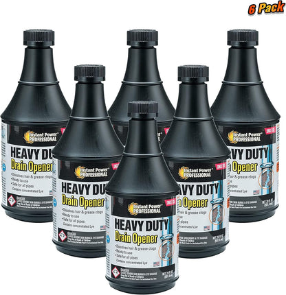 Instant Power Professional Heavy Duty Drain Opener - Sink and Shower Drain Cleaner, Clog Remover and Deodorizer, Dissolves Hair and Grease Clogs, Ready to Use, Made in USA - 20 Fl Oz