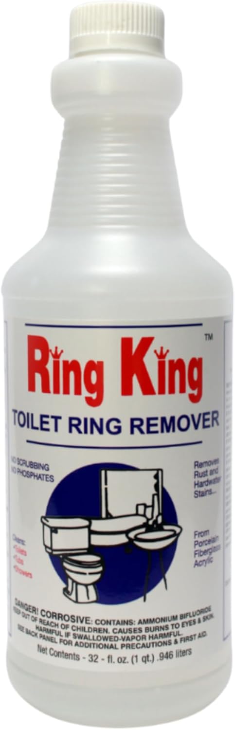 Amazon Brand - Ring King Toilet Bowl Cleaners | Toilet Bowl Cleaner Liquid 32oz Fast Acting Bathroom Cleaner For Calcium, Water, Rust, Red Clay & Lime Stains – No Scrubbing