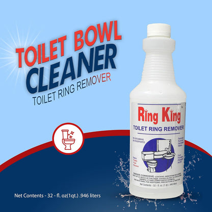 Amazon Brand - Ring King Toilet Bowl Cleaners | Toilet Bowl Cleaner Liquid 32oz Fast Acting Bathroom Cleaner For Calcium, Water, Rust, Red Clay & Lime Stains – No Scrubbing