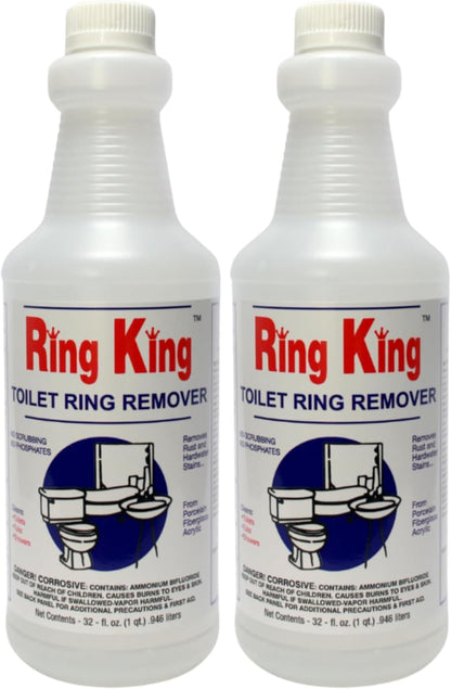 Amazon Brand - Ring King Toilet Bowl Cleaners | Toilet Bowl Cleaner Liquid 32oz Fast Acting Bathroom Cleaner For Calcium, Water, Rust, Red Clay & Lime Stains – No Scrubbing
