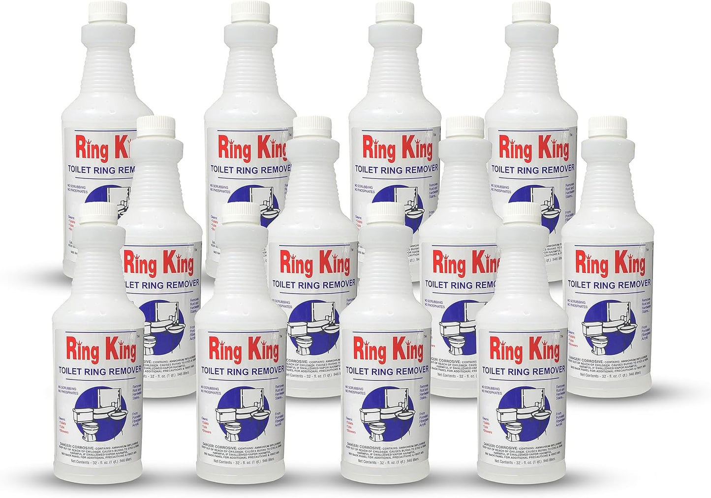 Amazon Brand - Ring King Toilet Bowl Cleaners | Toilet Bowl Cleaner Liquid 32oz Fast Acting Bathroom Cleaner For Calcium, Water, Rust, Red Clay & Lime Stains – No Scrubbing