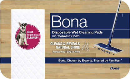 Hardwood Floor Disposable Wet Cleaning Pads - 12 cleaning pads per pack - unscented - Use with Mops - Residue-Free Floor Cleaning Solution for Wood Floors