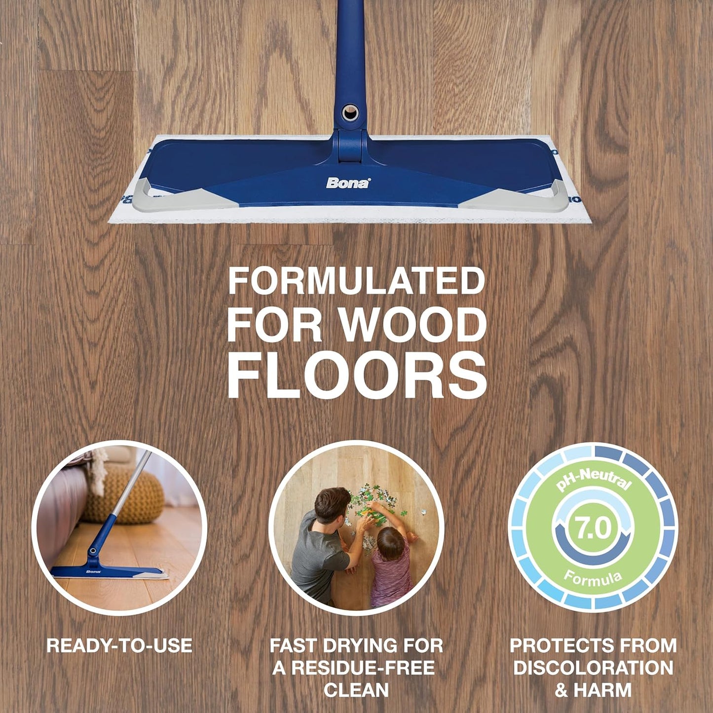 Hardwood Floor Disposable Wet Cleaning Pads - 12 cleaning pads per pack - unscented - Use with Mops - Residue-Free Floor Cleaning Solution for Wood Floors