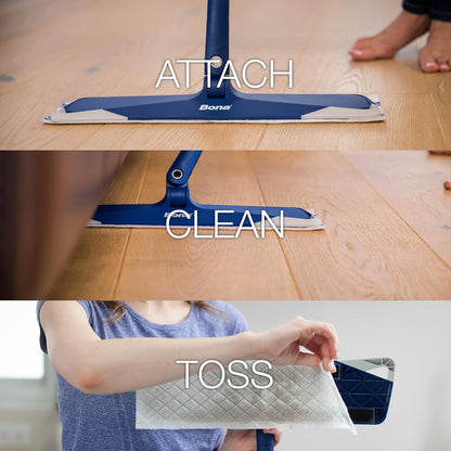 Hardwood Floor Disposable Wet Cleaning Pads - 12 cleaning pads per pack - unscented - Use with Mops - Residue-Free Floor Cleaning Solution for Wood Floors