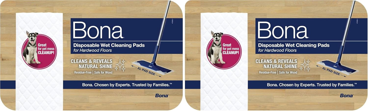 Hardwood Floor Disposable Wet Cleaning Pads - 12 cleaning pads per pack - unscented - Use with Mops - Residue-Free Floor Cleaning Solution for Wood Floors