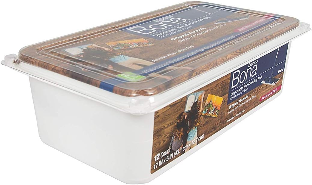 Hardwood Floor Disposable Wet Cleaning Pads - 12 cleaning pads per pack - unscented - Use with Mops - Residue-Free Floor Cleaning Solution for Wood Floors